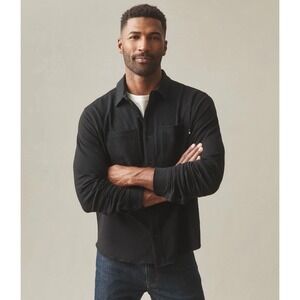 NWOT American Giant Mens Premium Slub Button Up Long Sleeve Shirt L Black